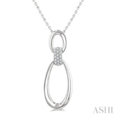 1/10 Ctw Open Window Oval Shape Link Single Cut Diamond Fashion Pendant With Chain in Sterling Silver